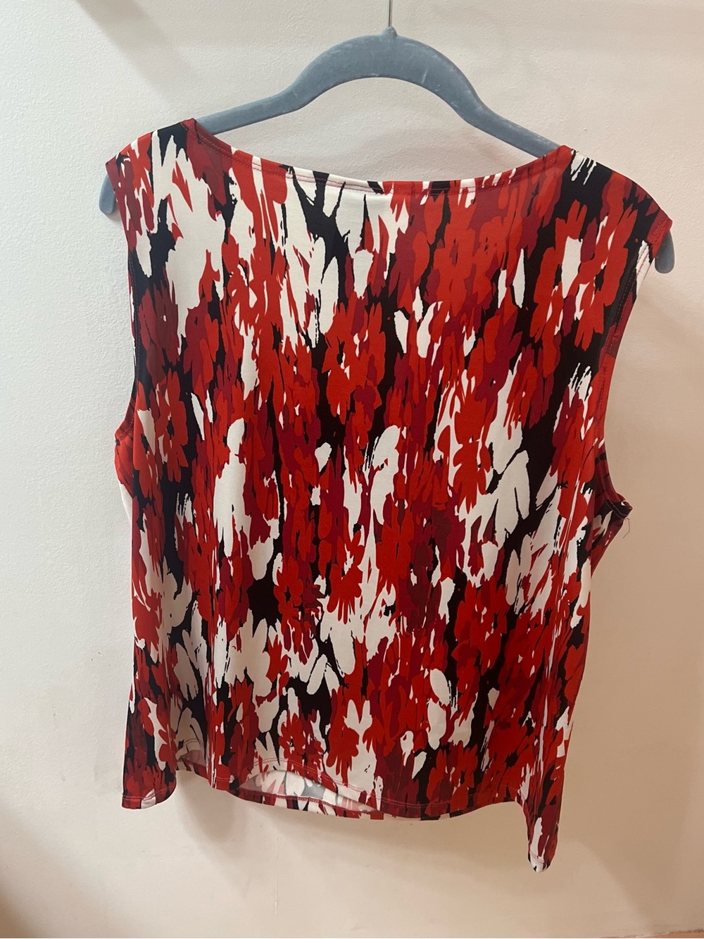 Covington Red, White & Black Abstract Cowl Neck Sleeveless Top - Picture 2 of 3